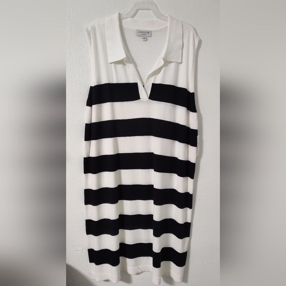Studio B by Bobeau Sleeveless Sweater Dress Size XL black and white
